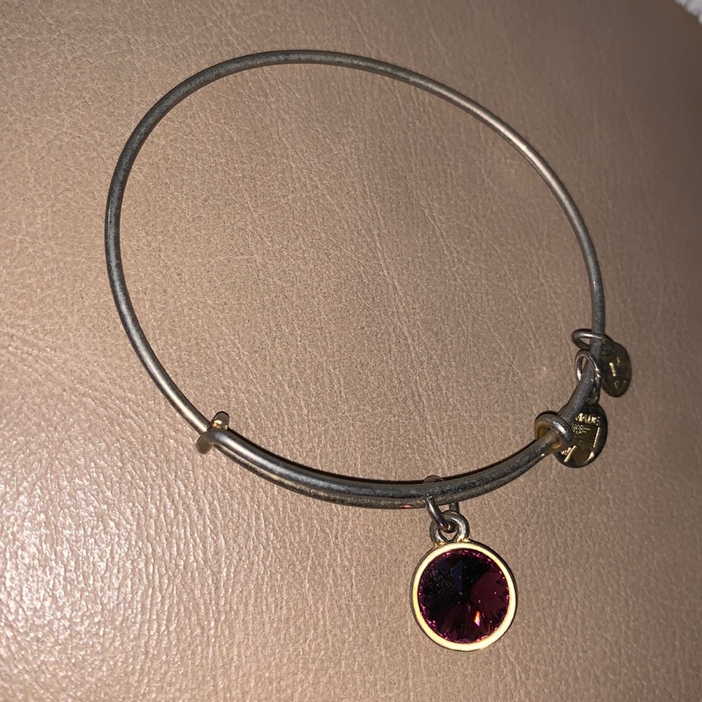 Alex and Ani purple charm bracelet